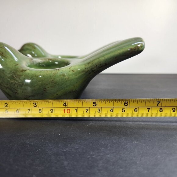 Ceramic Bird Candle Holder Tea Light Jade Green with Flecks of Brown Set Of 2 - Picture 9 of 9